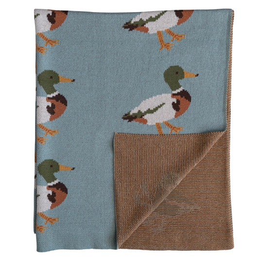 Cotton Knit Baby Blanket - Ducks