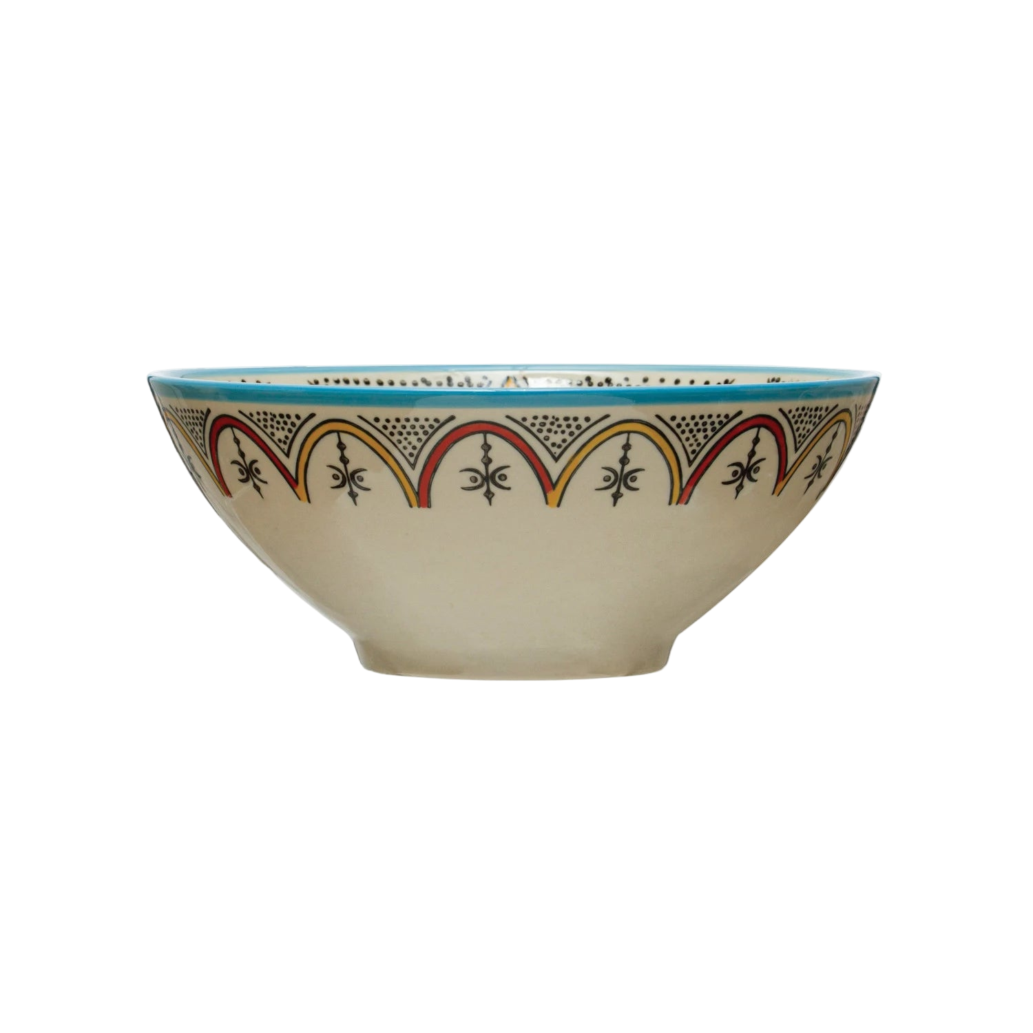 Hand-Painted & Patterned Stoneware Bowl