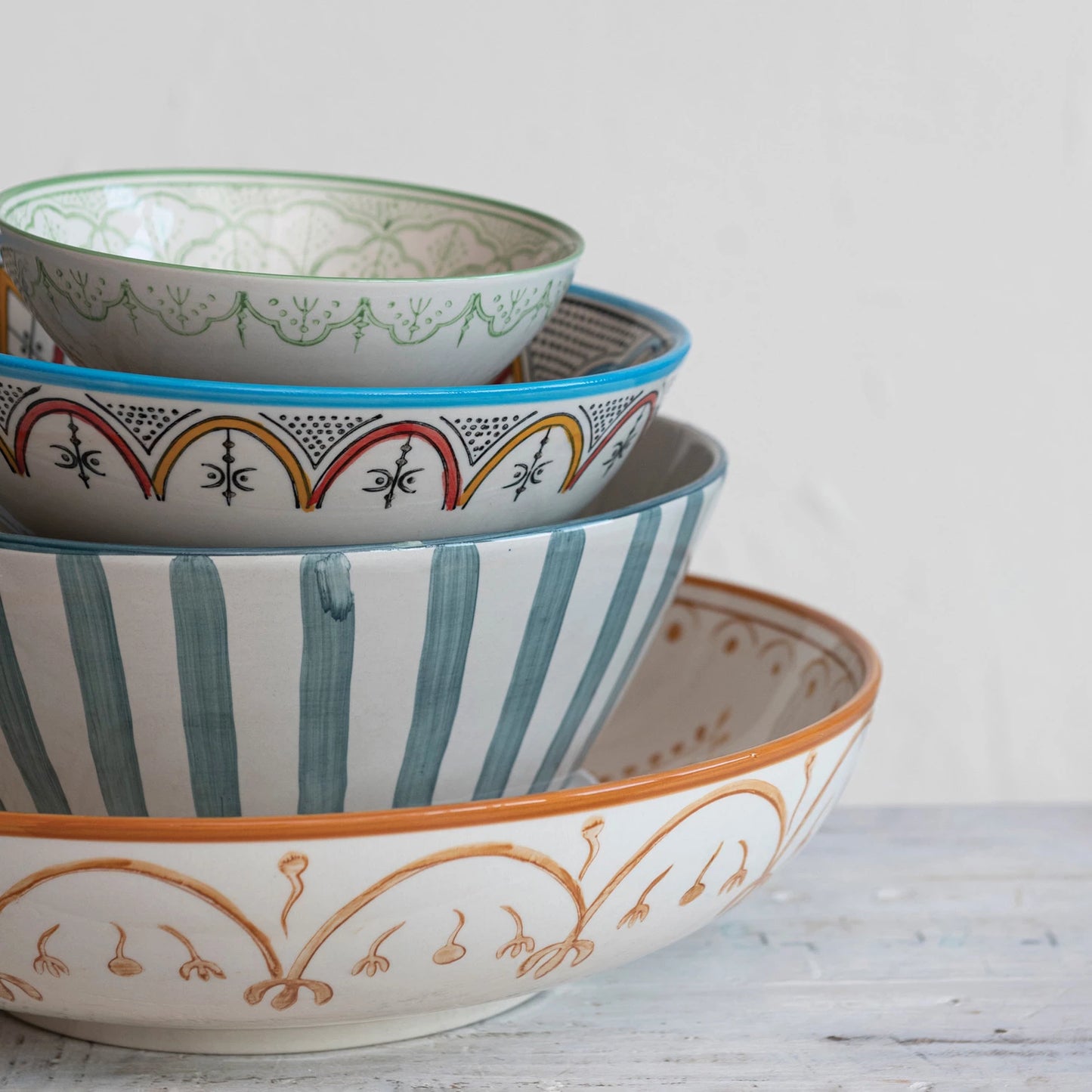 Hand-Painted & Patterned Stoneware Bowl