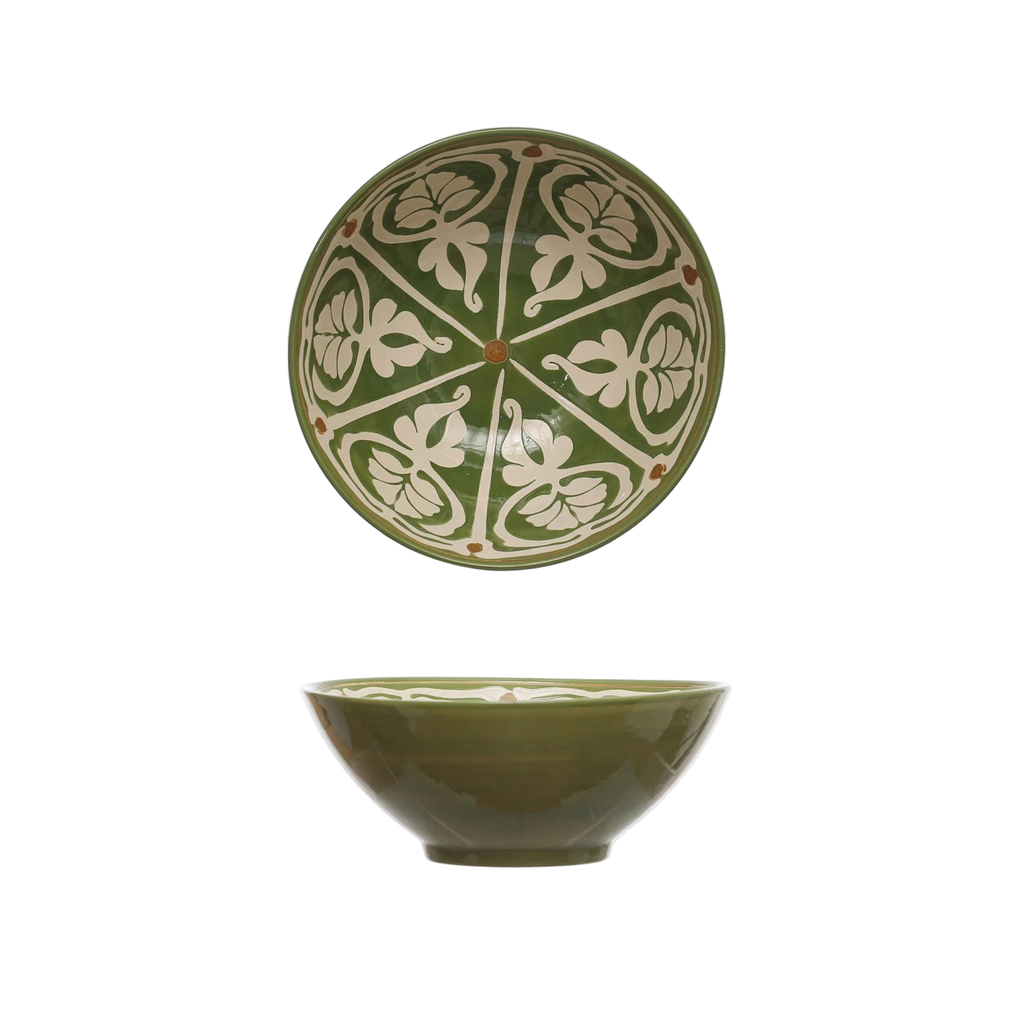 Hand-Painted Stoneware Serving Bowl