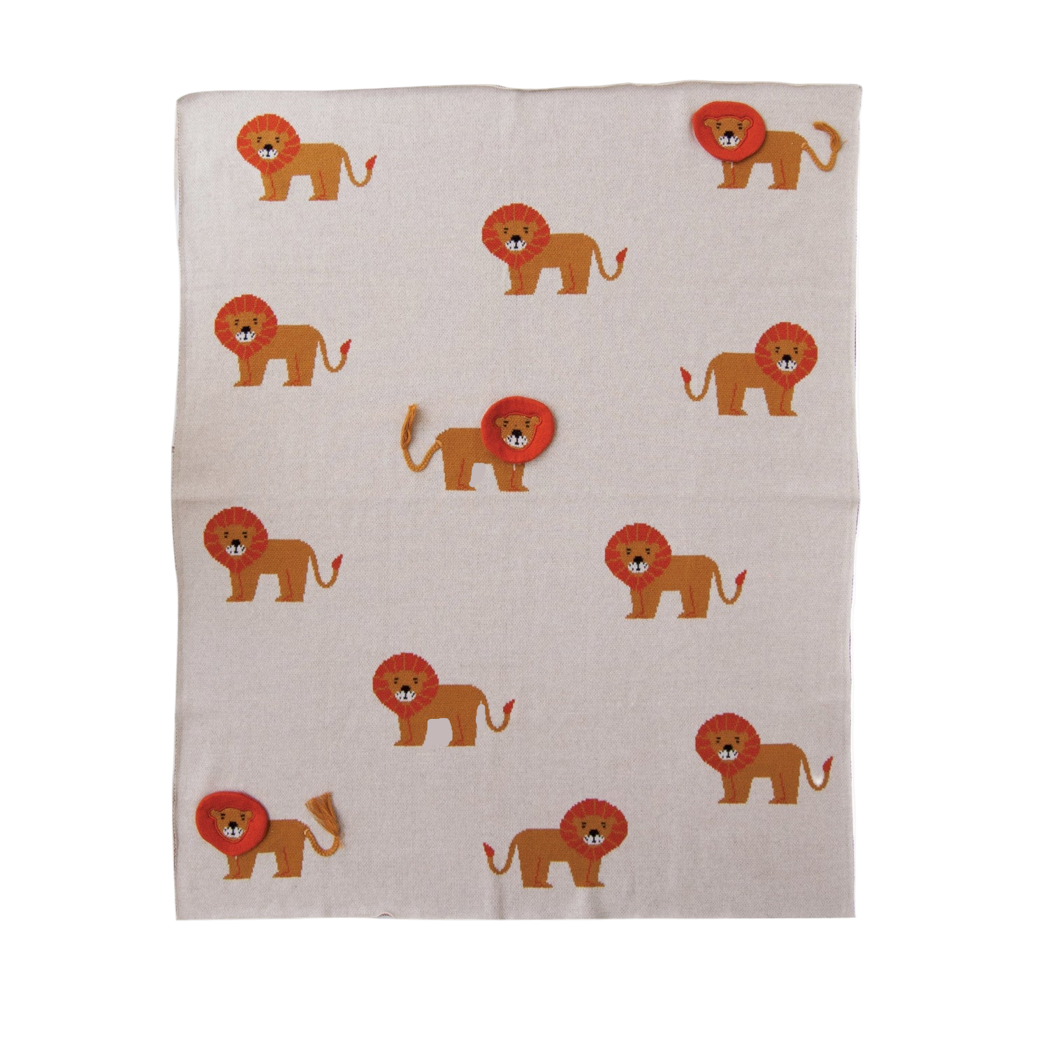 Cotton Knit Baby Blanket - Lions