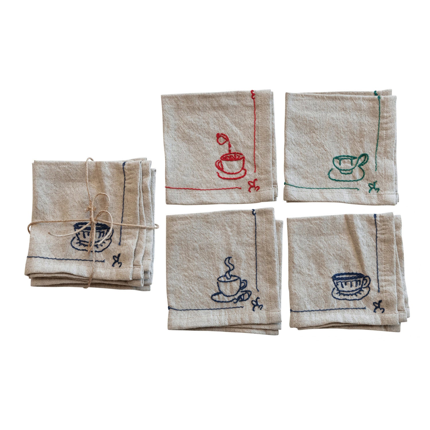 Woven Cotton & Linen Cocktail Napkins, 3 Colors, Set of 4