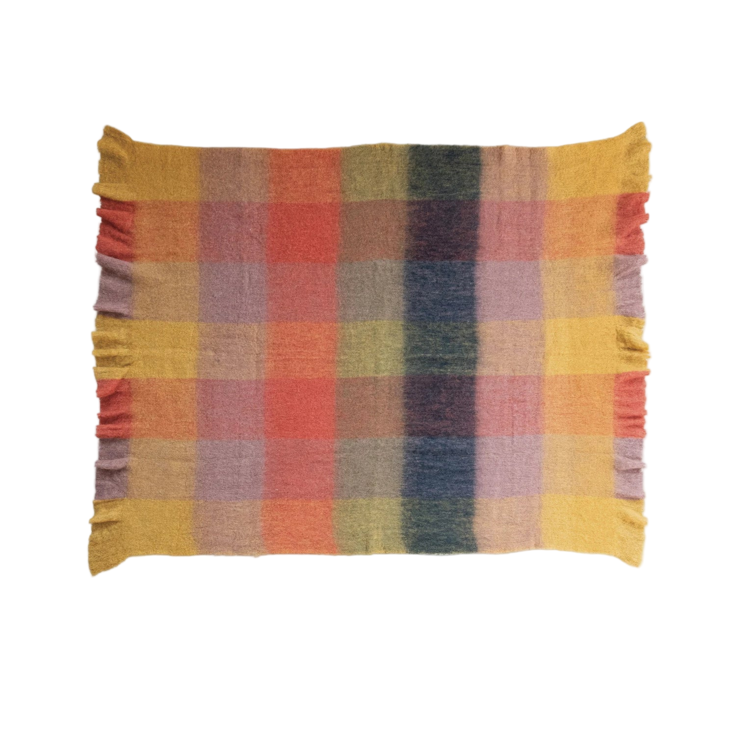 Woven Wool & Acrylic Throw w/ Block Pattern