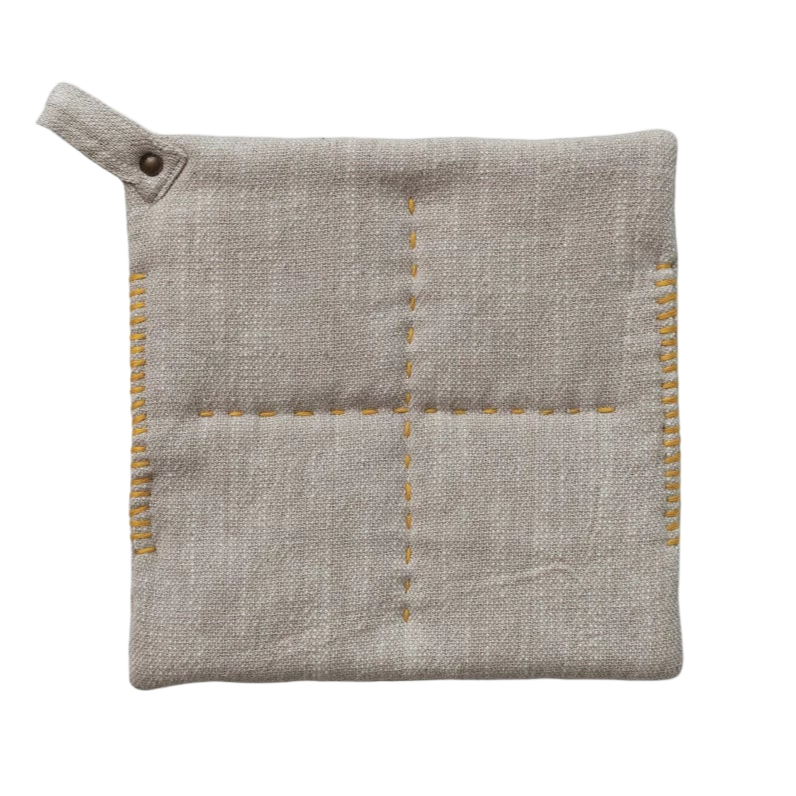 Pot Holder with Kantha Stitch
