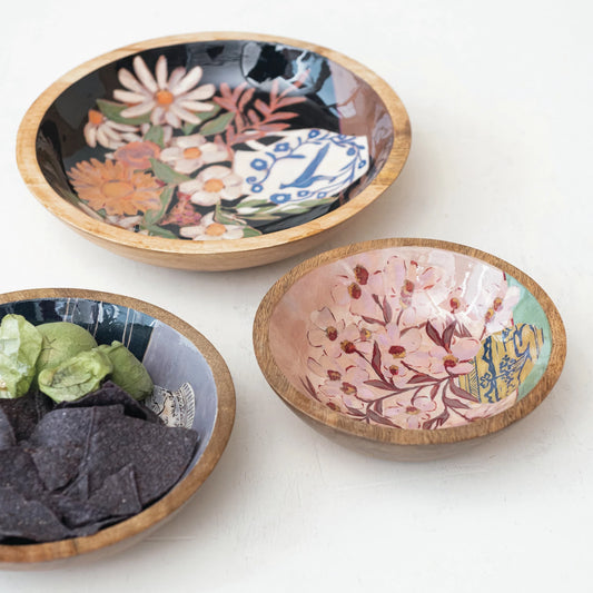 Enameled Wood Bowl -- Three Sizes