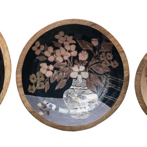 Enameled Wood Bowl -- Three Sizes