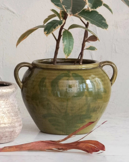 Hand-Painted Terracotta Urn