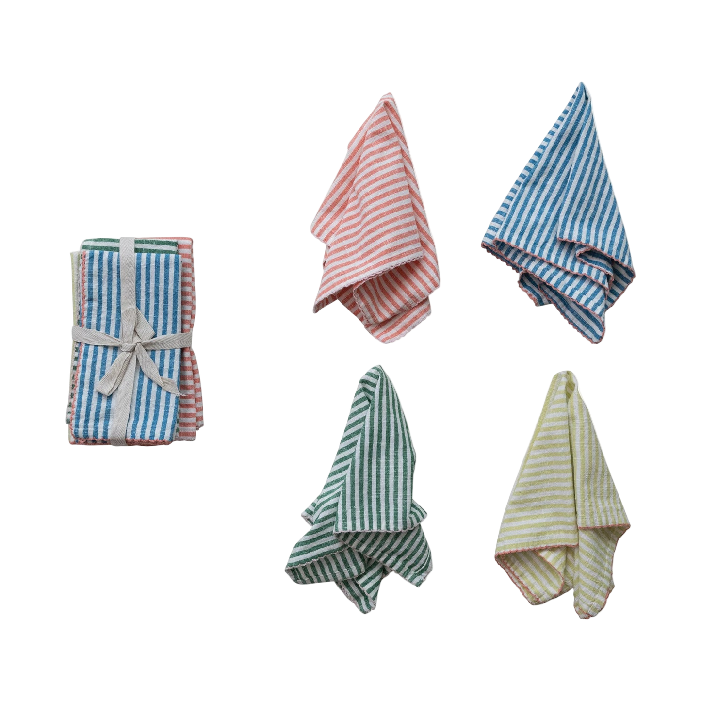 Striped Napkins with Stitched Trim+