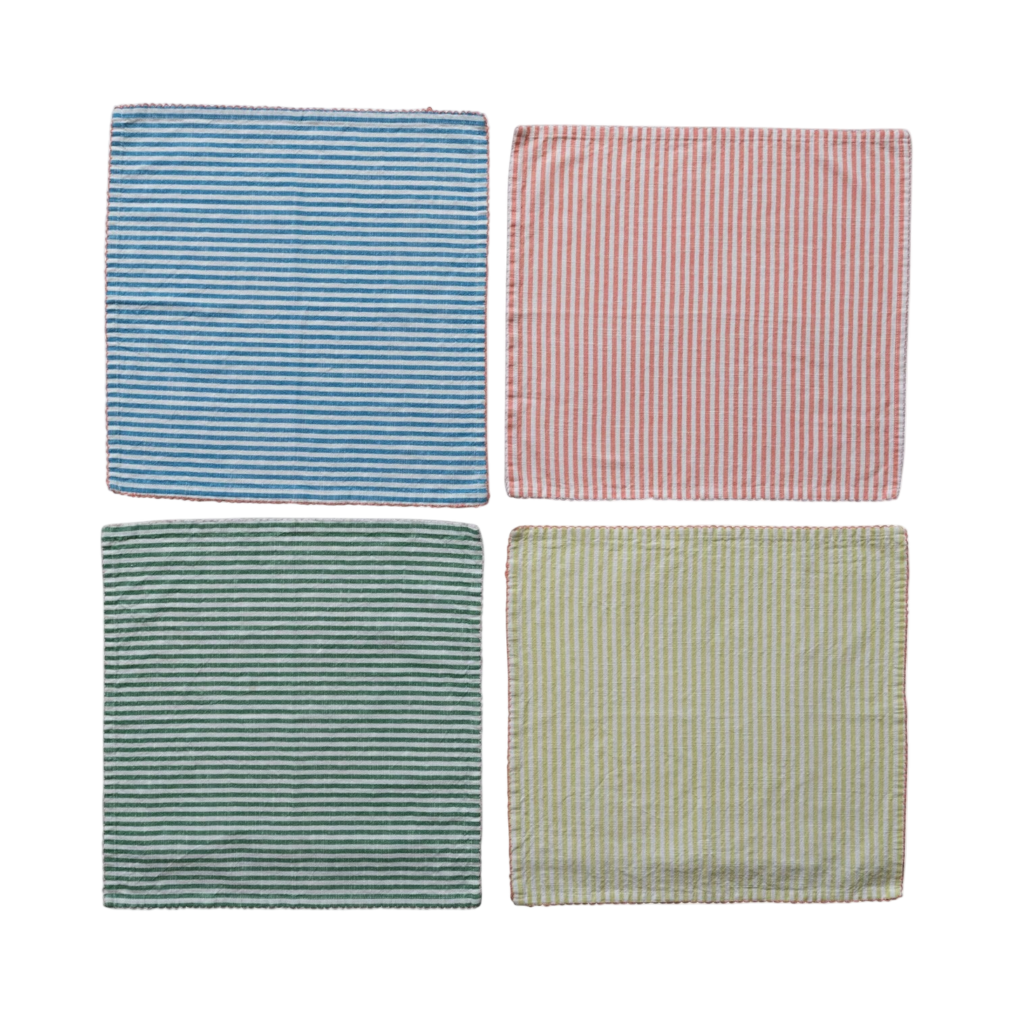 Striped Napkins with Stitched Trim+