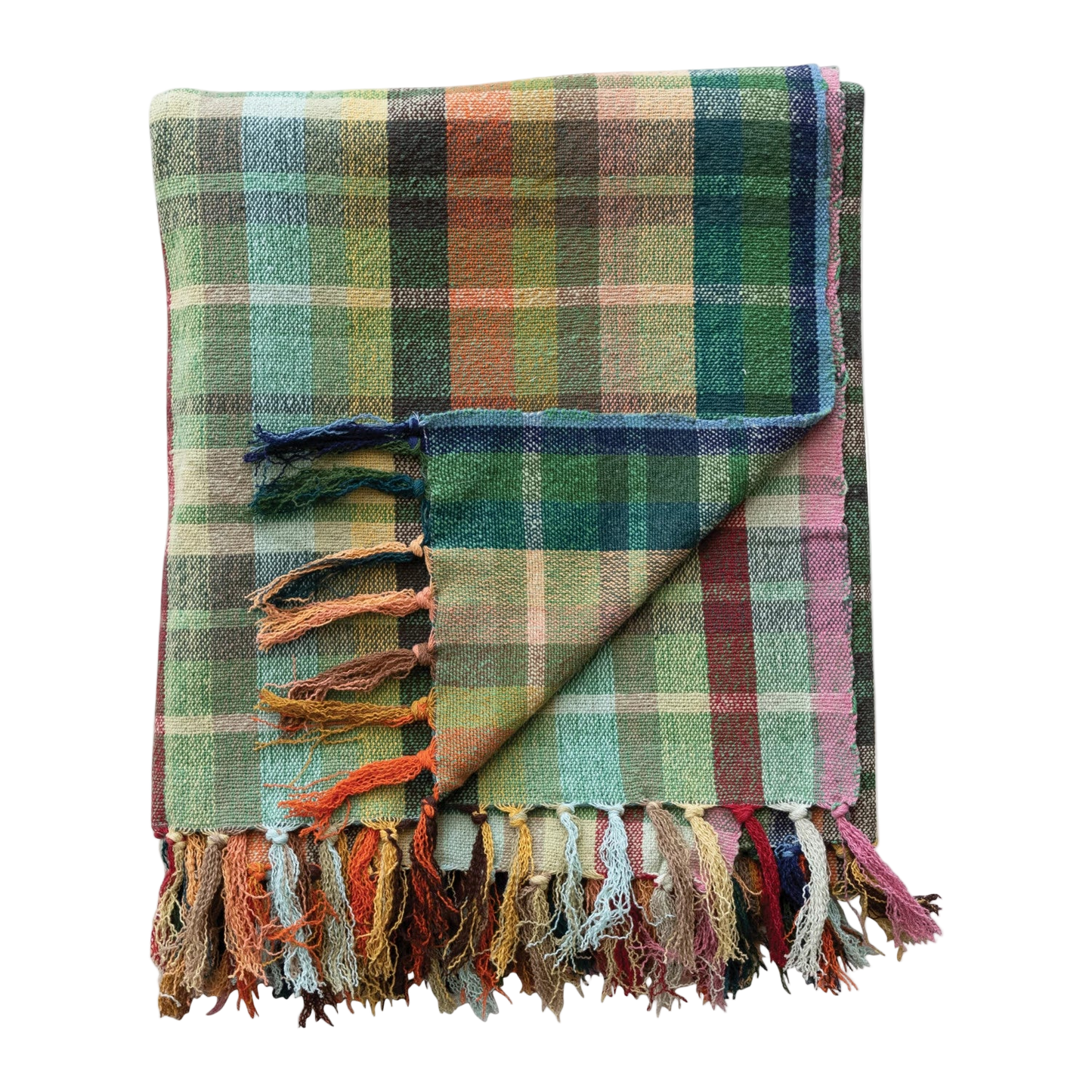 Pattern & Fringe Plaid Woven Throw
