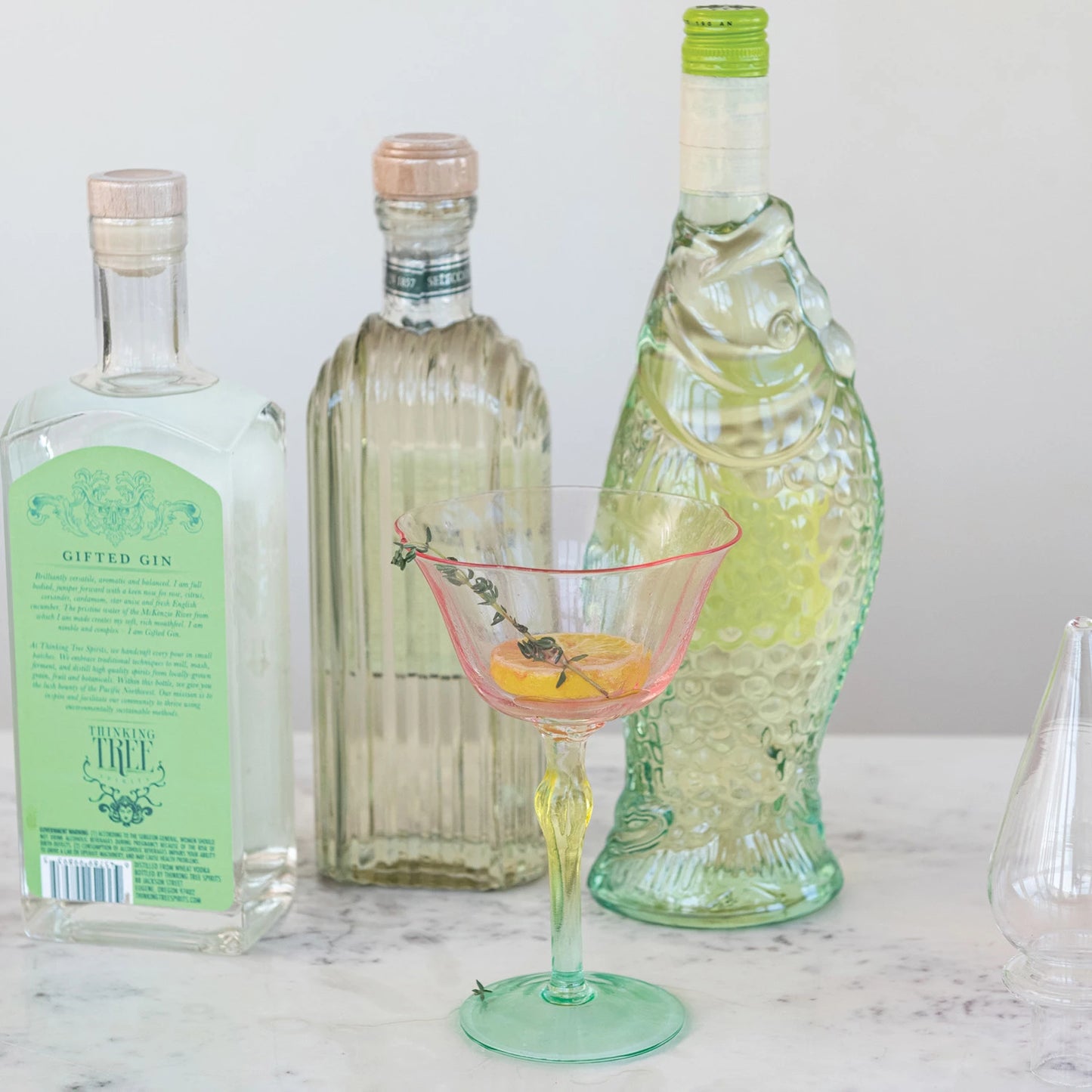 Tri-Colored Hand-Blown Stemmed Wine Glass
