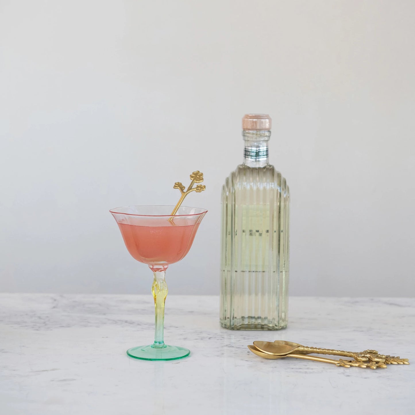 Tri-Colored Hand-Blown Stemmed Wine Glass