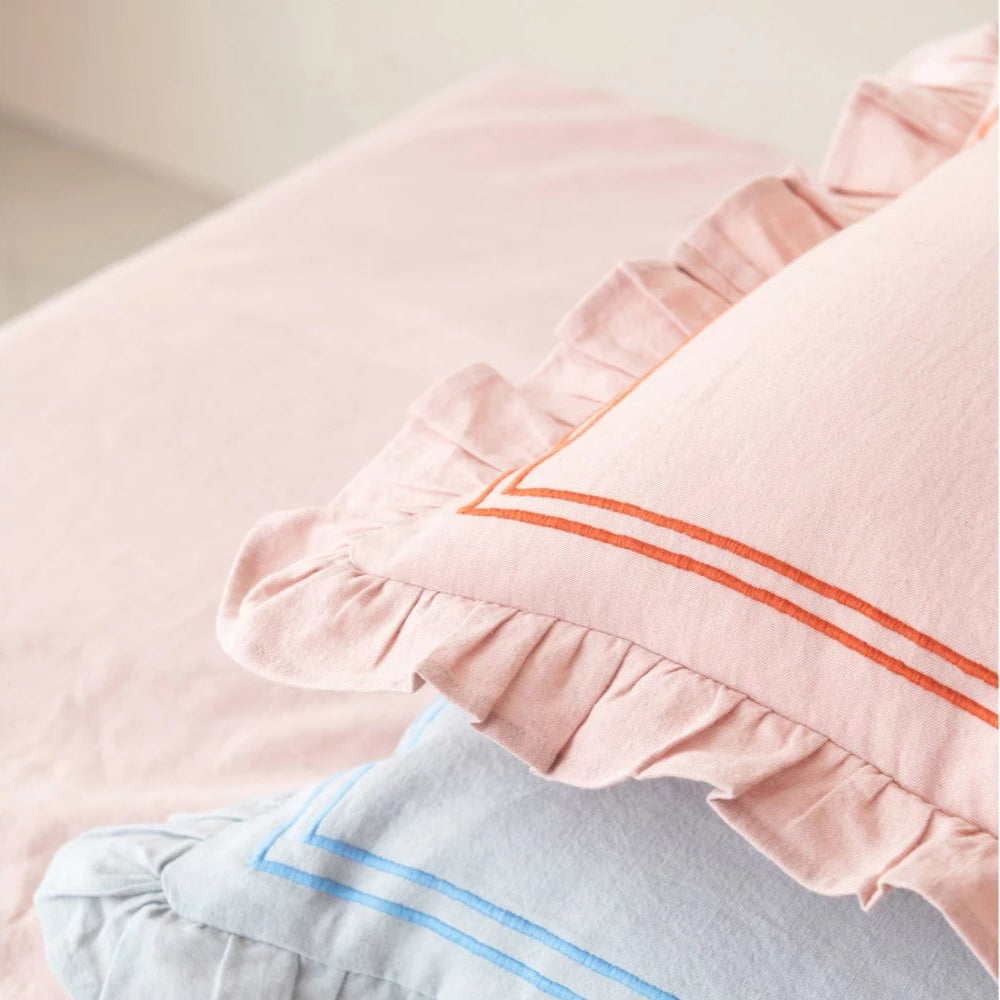 Ruffle Pillow - Salmon Pink