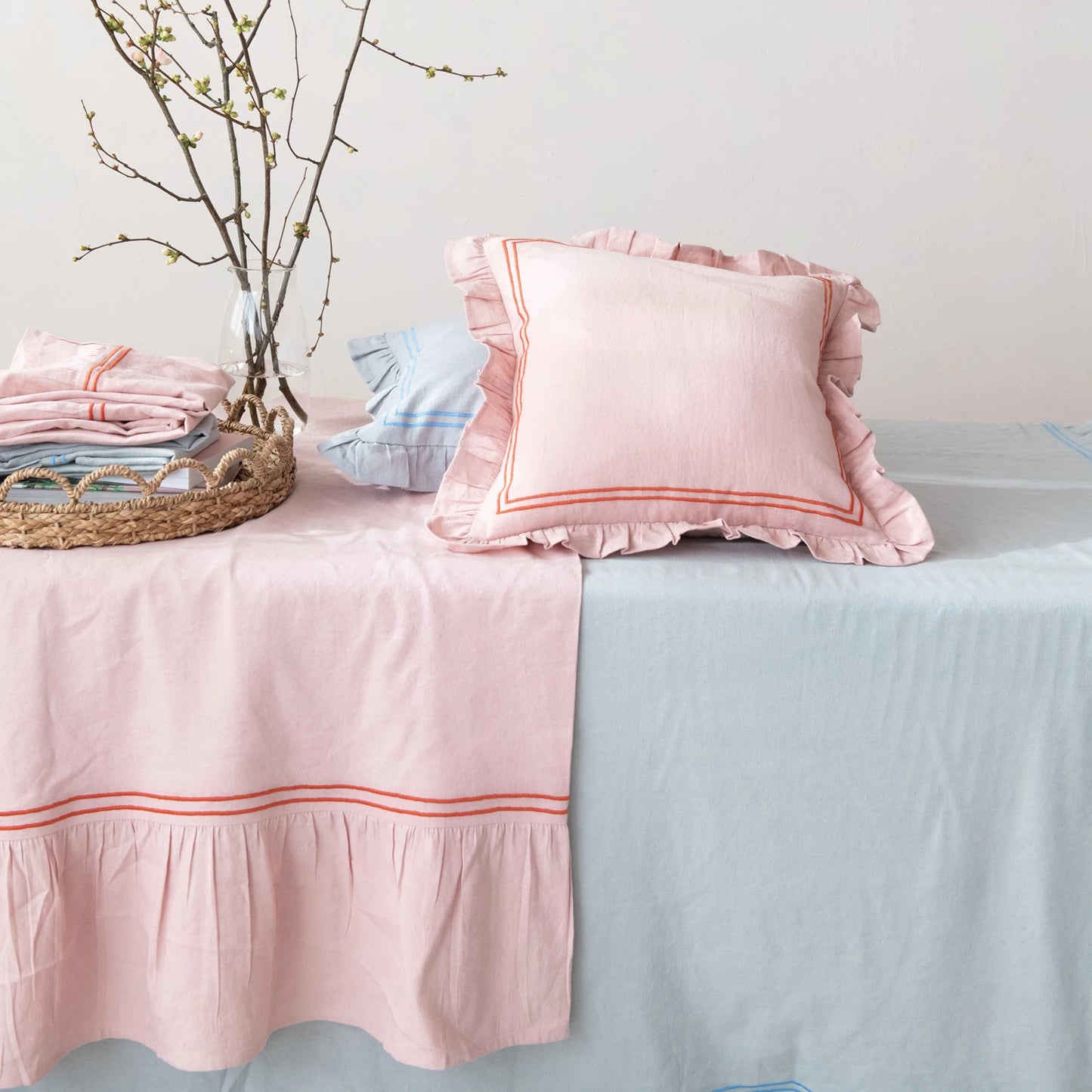 Ruffle Pillow - Salmon Pink