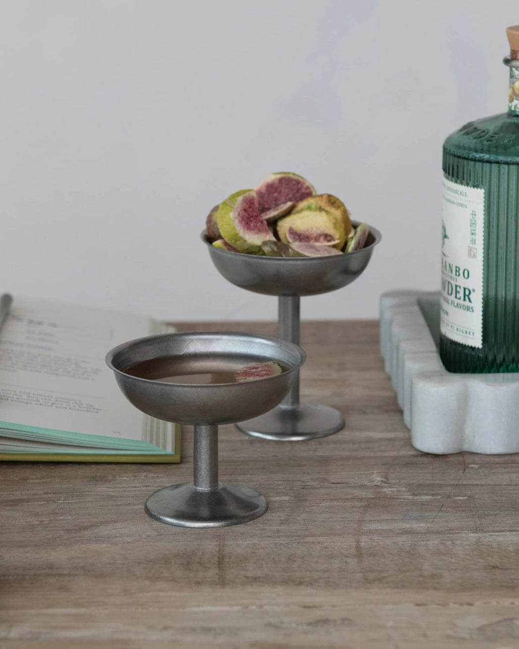 Brushed Pewter Footed Coupe Glass - 2 sizes