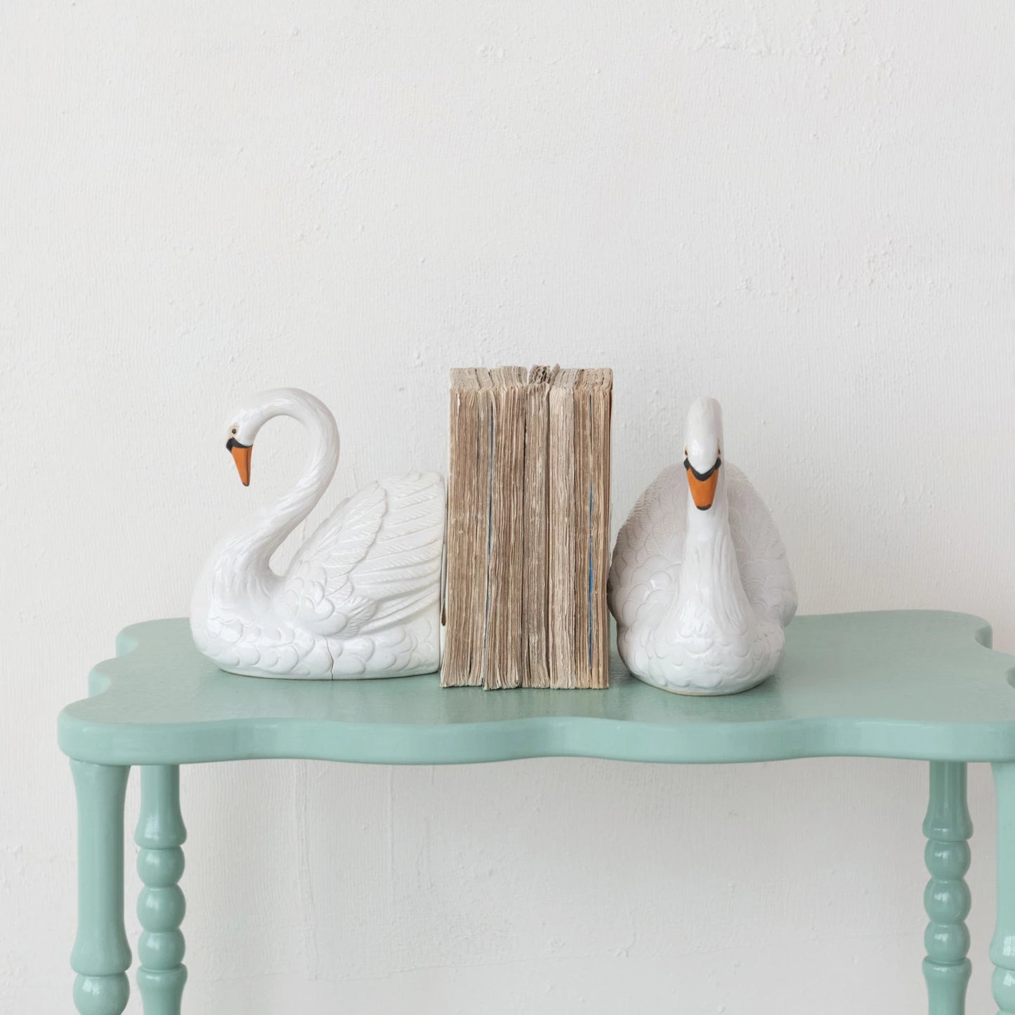 Swan Bookends, White - Sold Individually