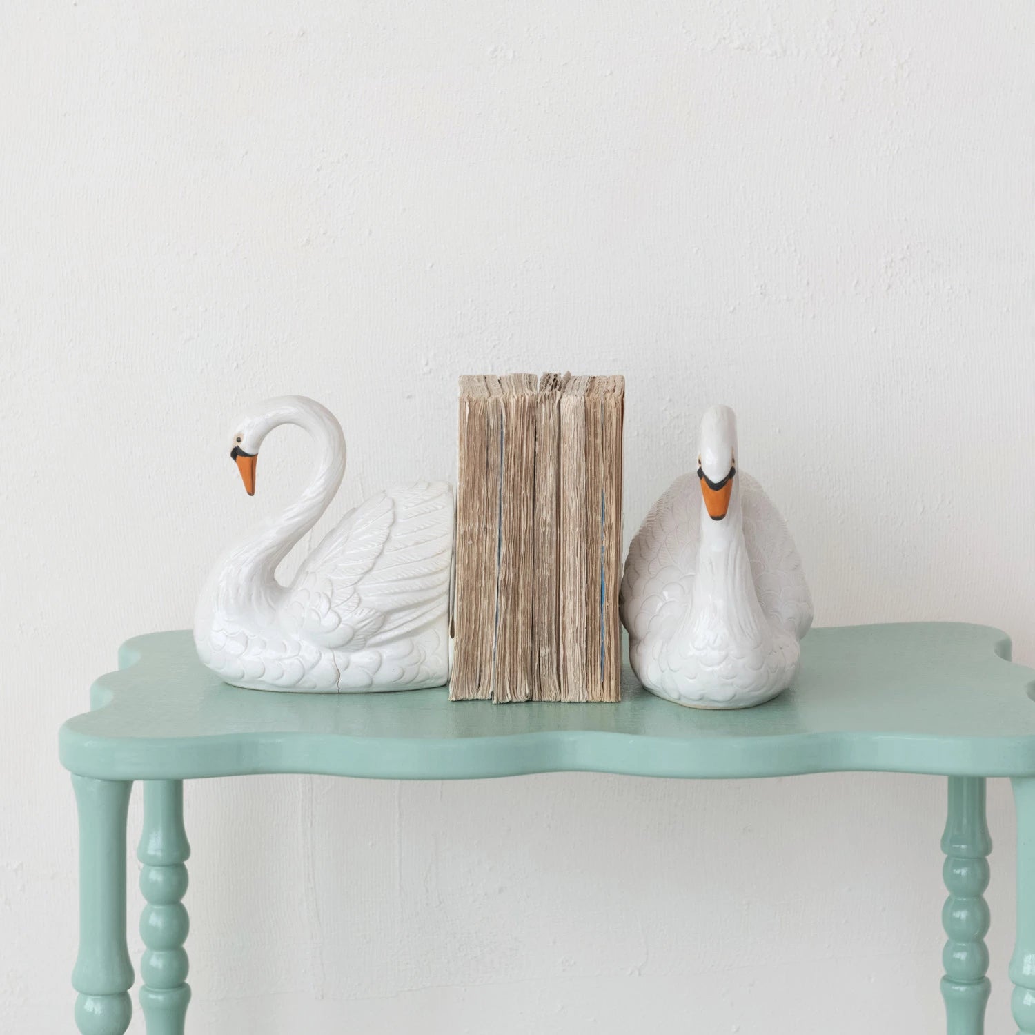 Swan Bookends, White - Sold Individually