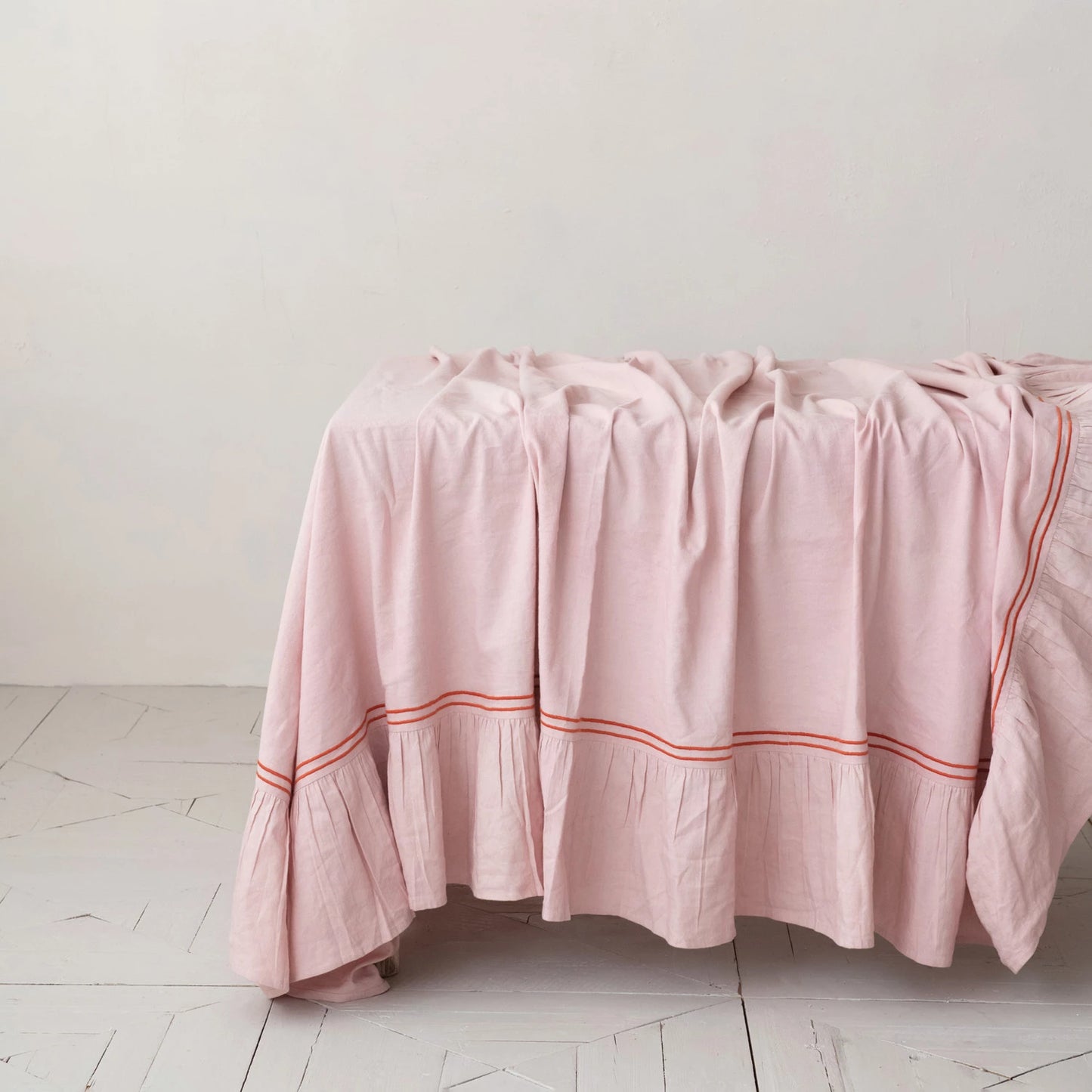 Ruffled Tablecloth - Salmon Pink