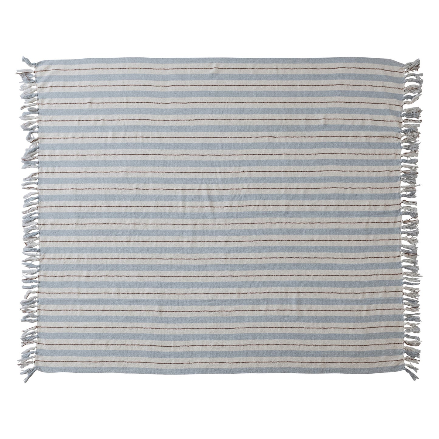 Woven Recycled Cotton Blend Striped Throw w/ Fringe