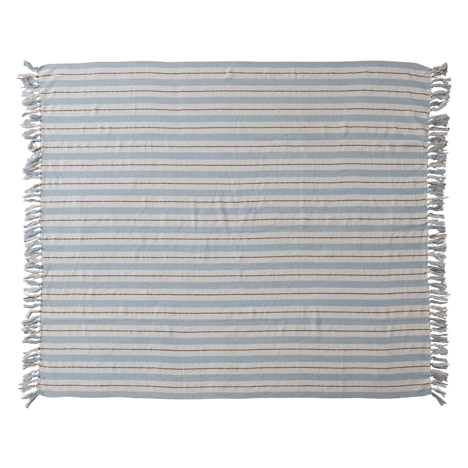 Woven Recycled Cotton Blend Striped Throw w/ Fringe