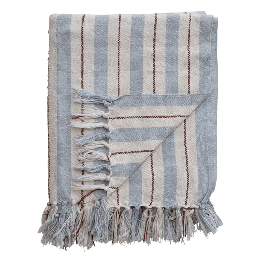 Woven Striped Throw w/ Fringe