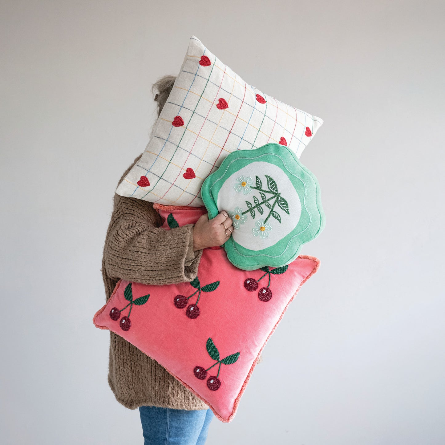 Embroidered Heart Pillow