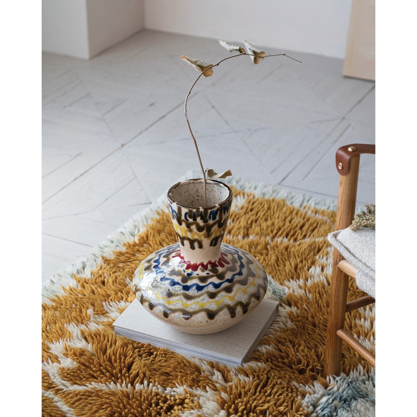 Hand-Painted Stoneware Vase