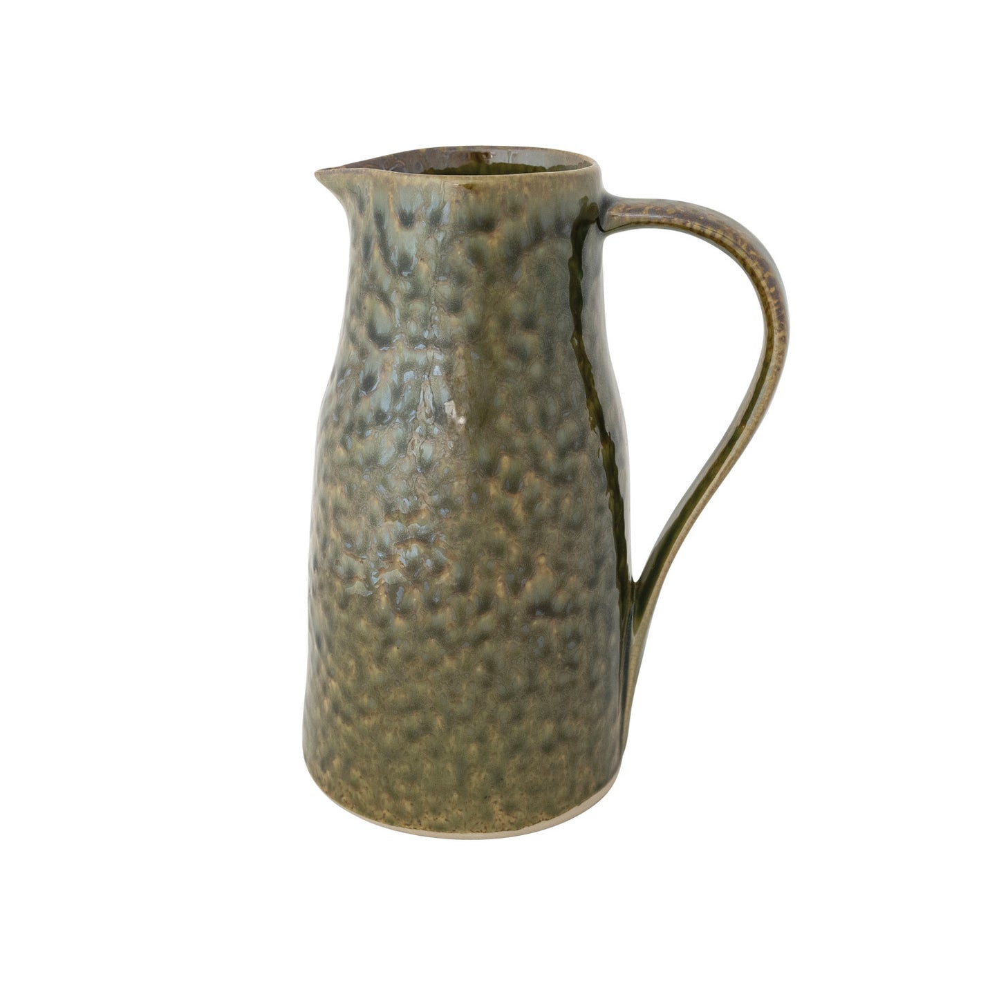 2 Quart Stoneware Pitcher, Green (Each One Will Vary)