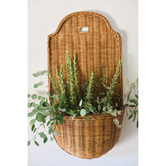 Hand-Woven Rattan Wall Basket