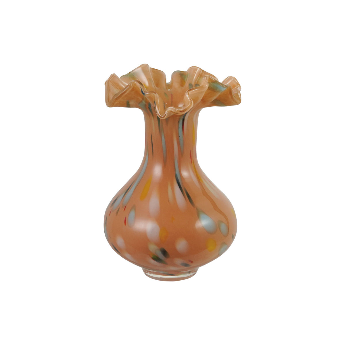 Glass Ruffled Vase - Apricot