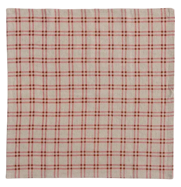 Cotton Napkins with Grid Pattern - 4 Colorways