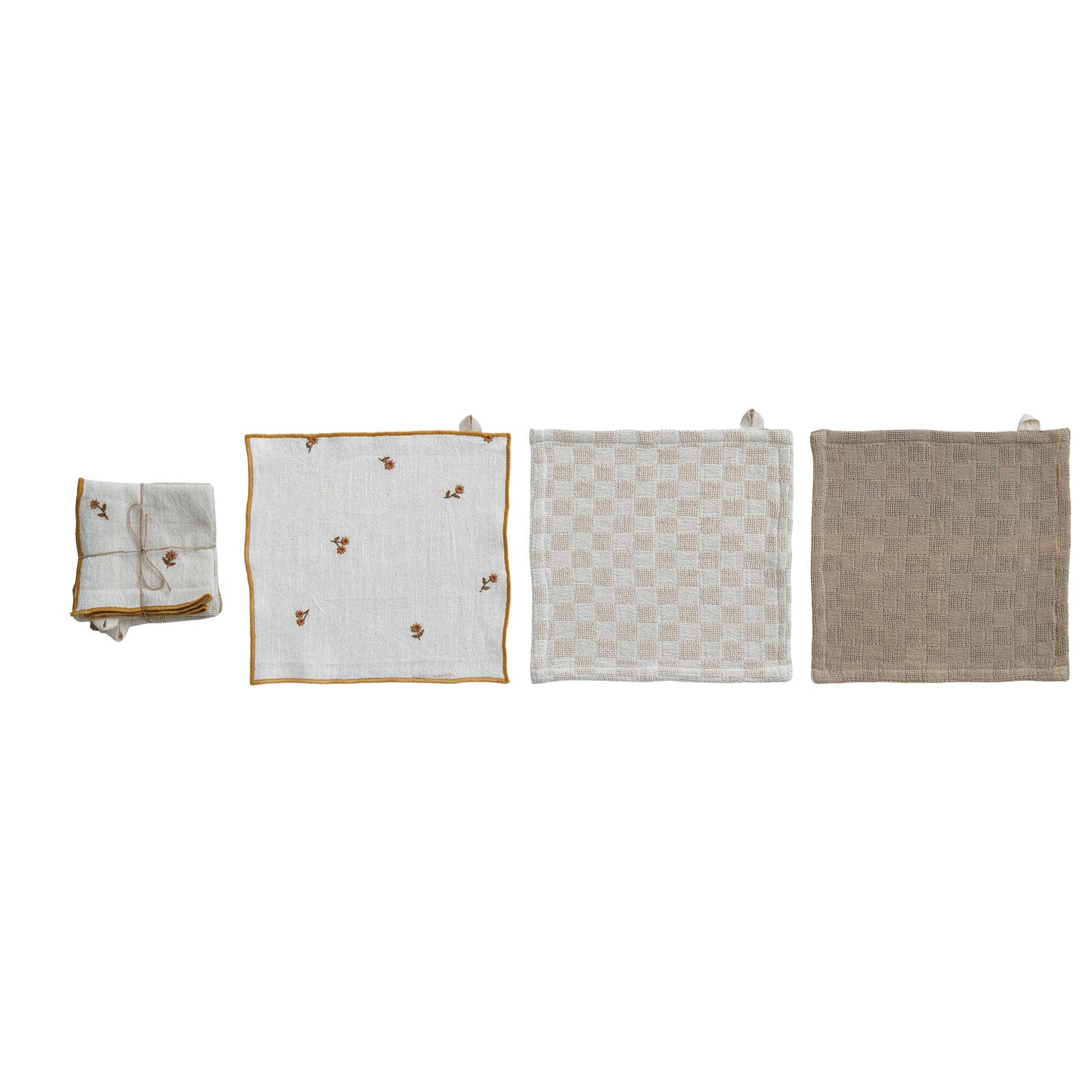 Cotton Dish Cloths with Waffle Weave - Set of 3