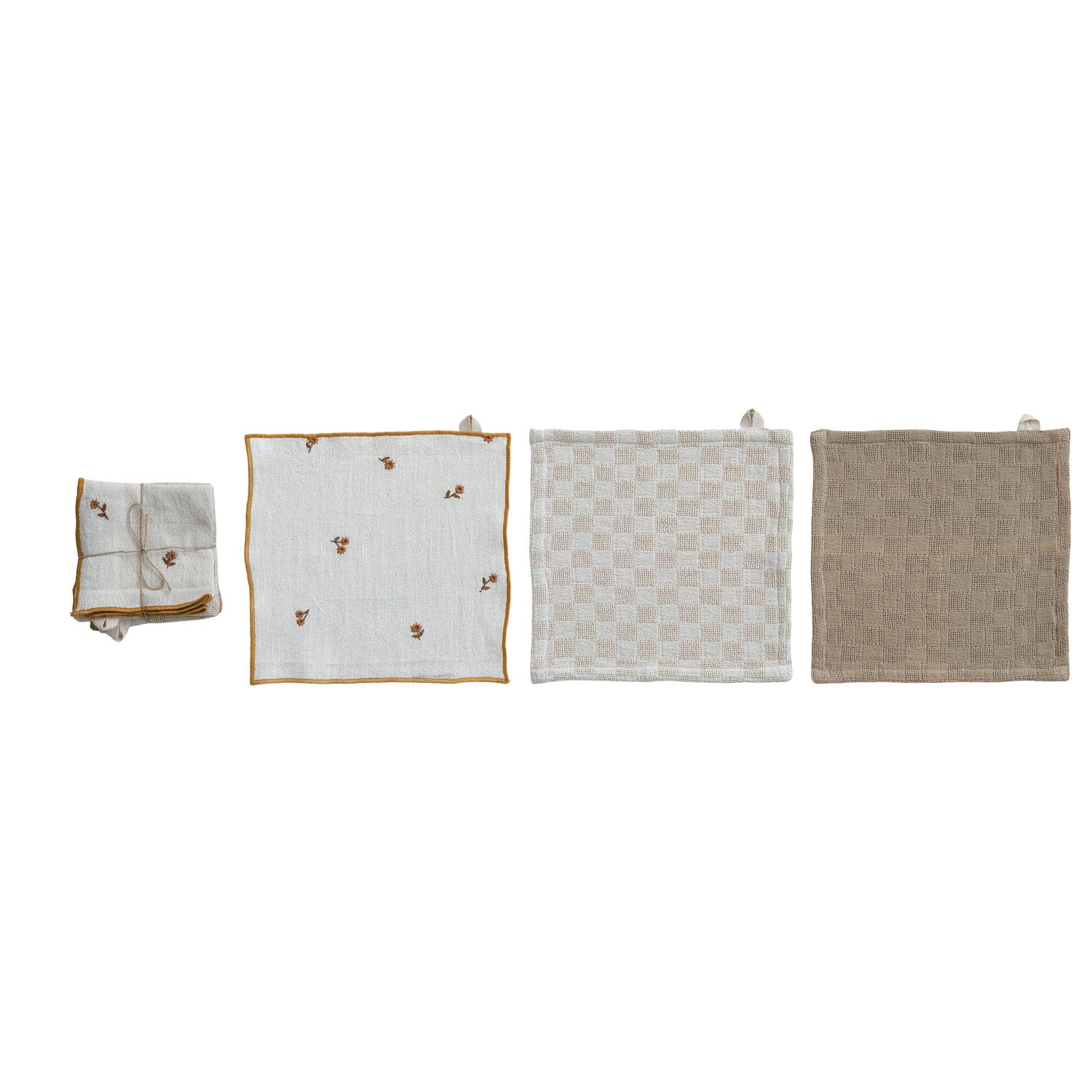 Cotton Dish Cloths with Waffle Weave - Set of 3
