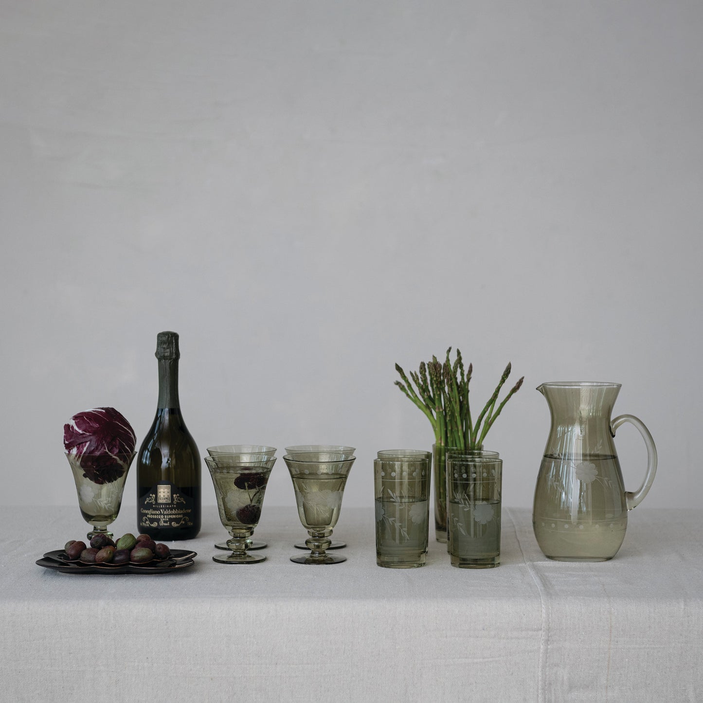 Green Etched Glass