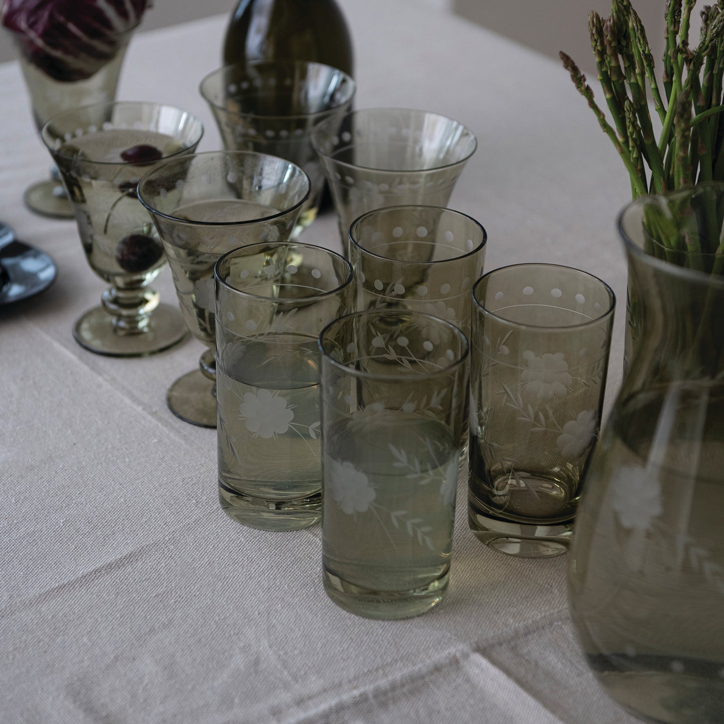Green Etched Glass
