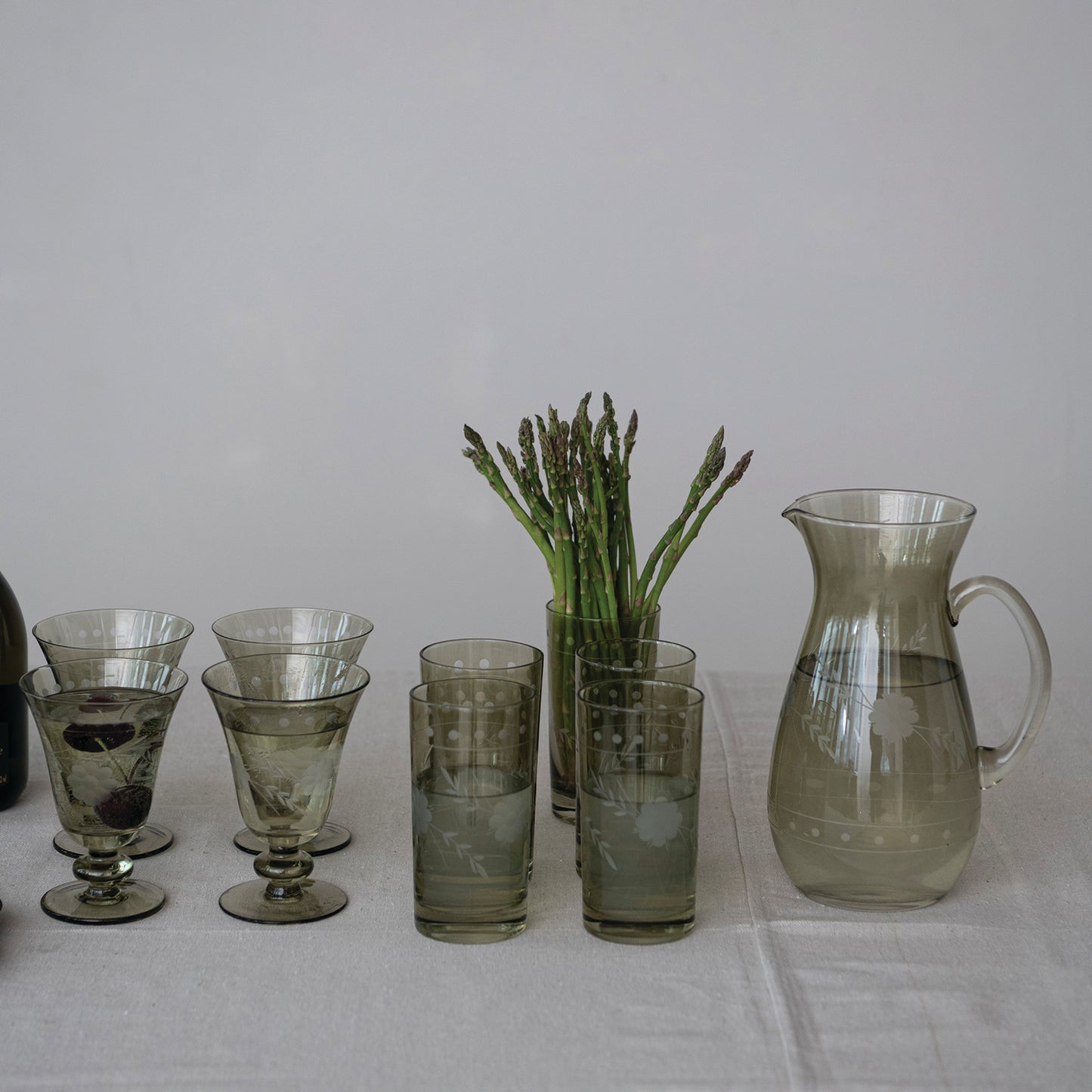 Green Etched Pitcher