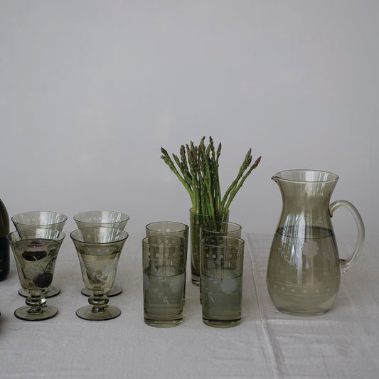 Green Etched Pitcher