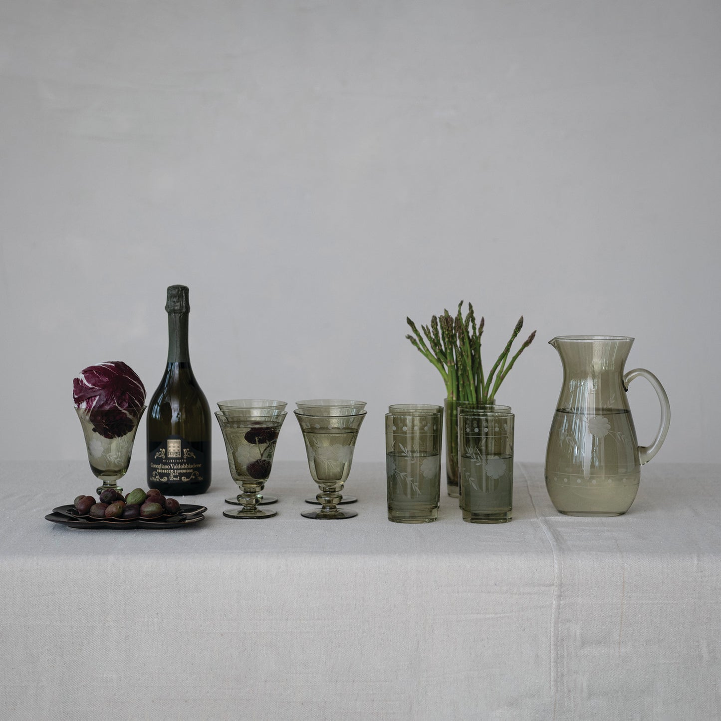 Green Etched Pitcher