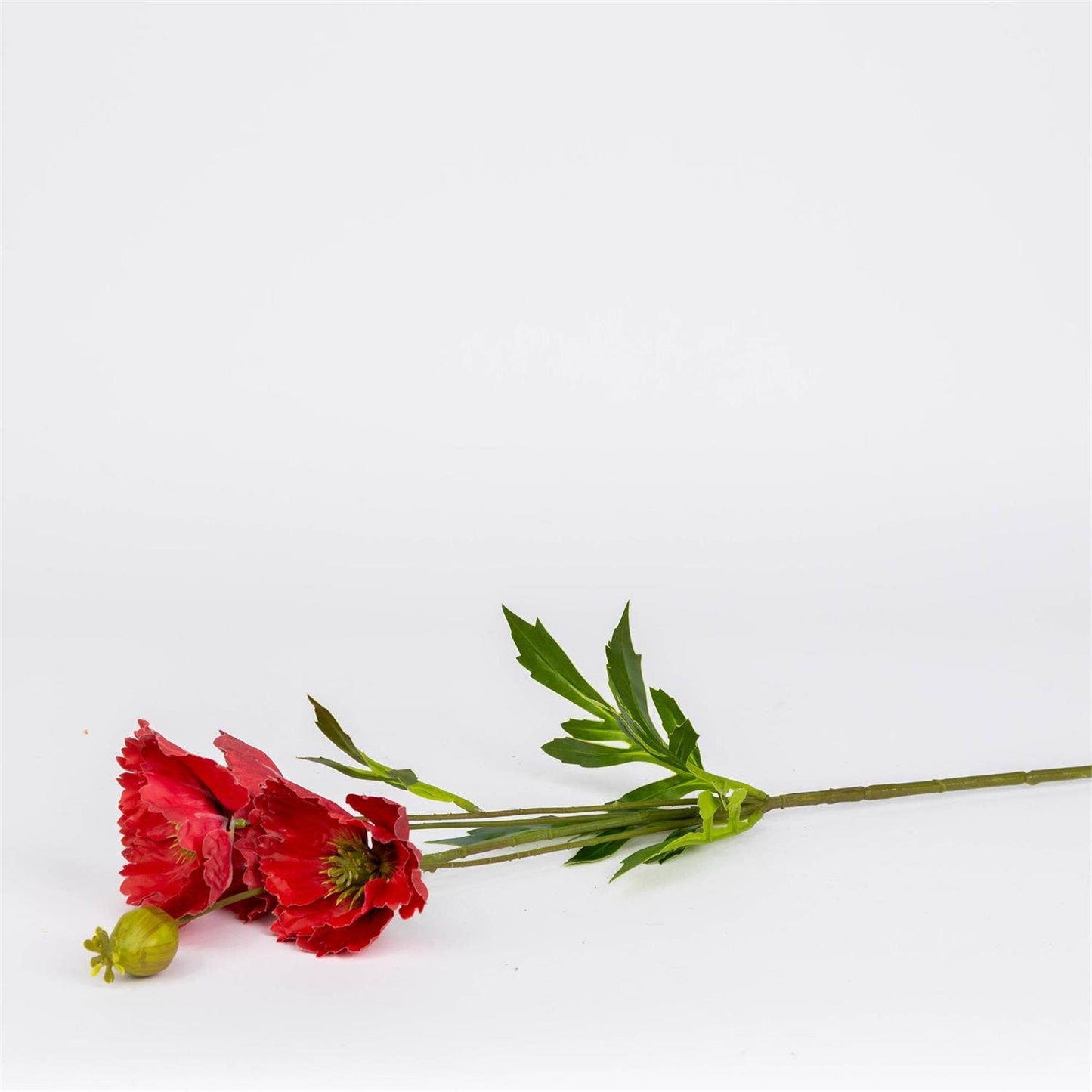 Red Poppy Faux Flower Stem