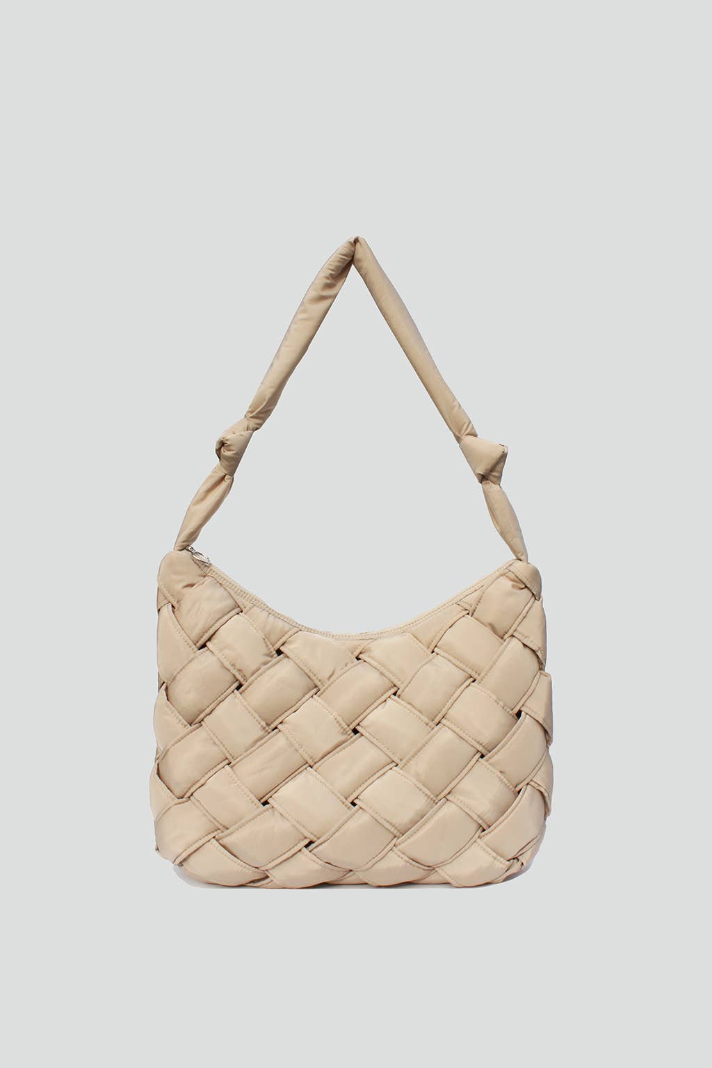 Khloe Nylon Woven Tote: Tan