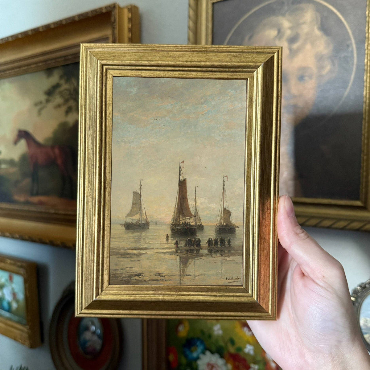 Vintage Style Sail Boat Ships painting art Print Framed