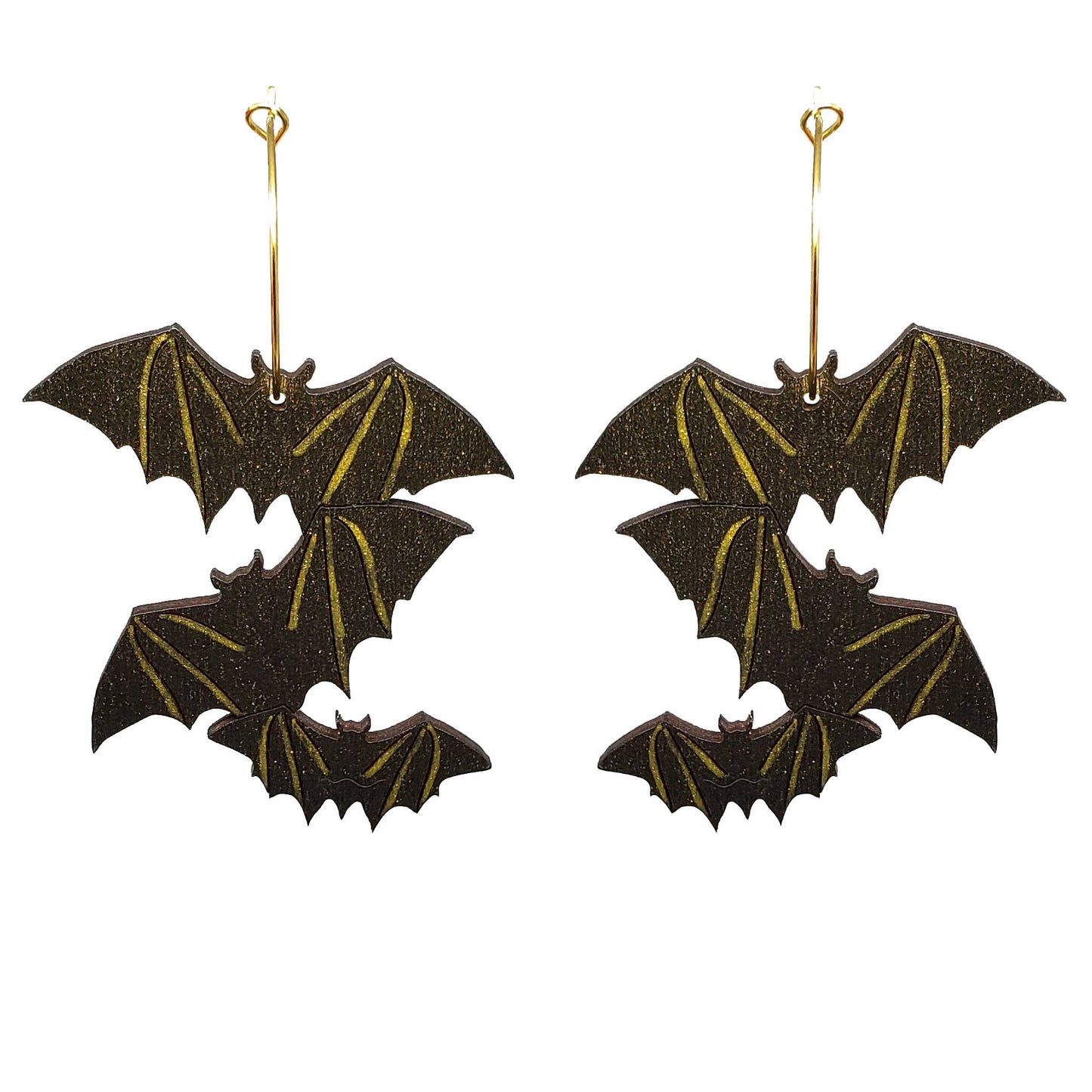 Shimmery Bat Hoop Earrings - Halloween