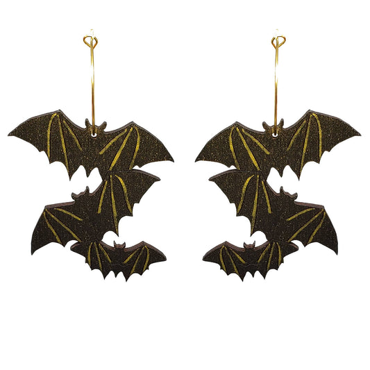 Shimmery Bat Hoop Earrings - Halloween