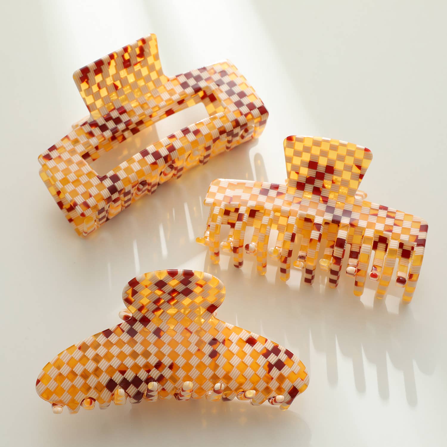 Golden Checkerboard | Assorted Large Claw Clips