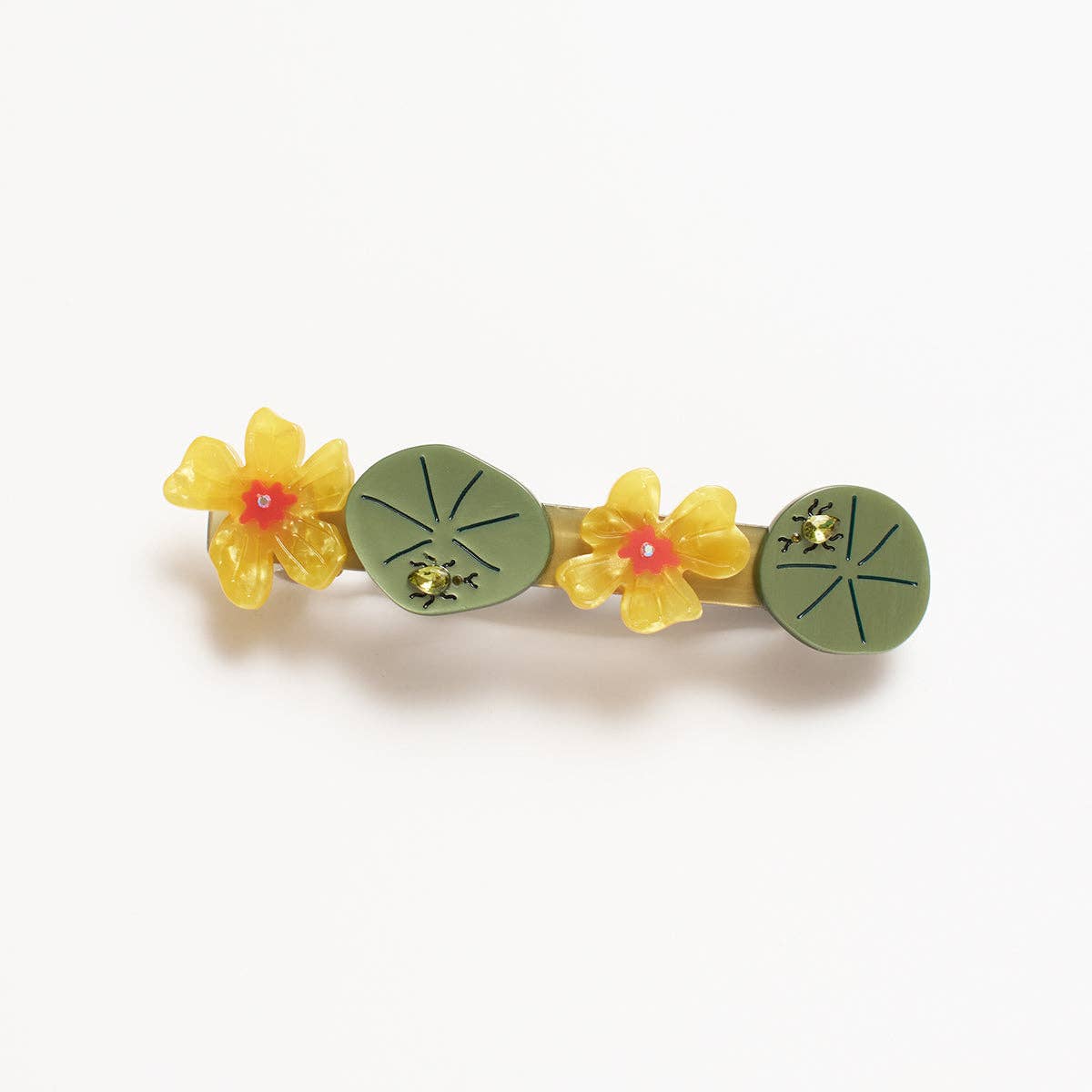Jeweled Nasturtium French Barrette - Flower Beetle Hair Clip