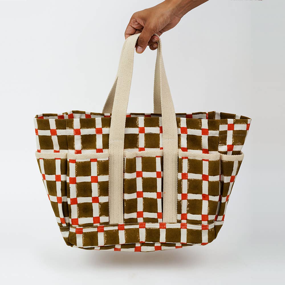 Orange Checkboard Market Tote