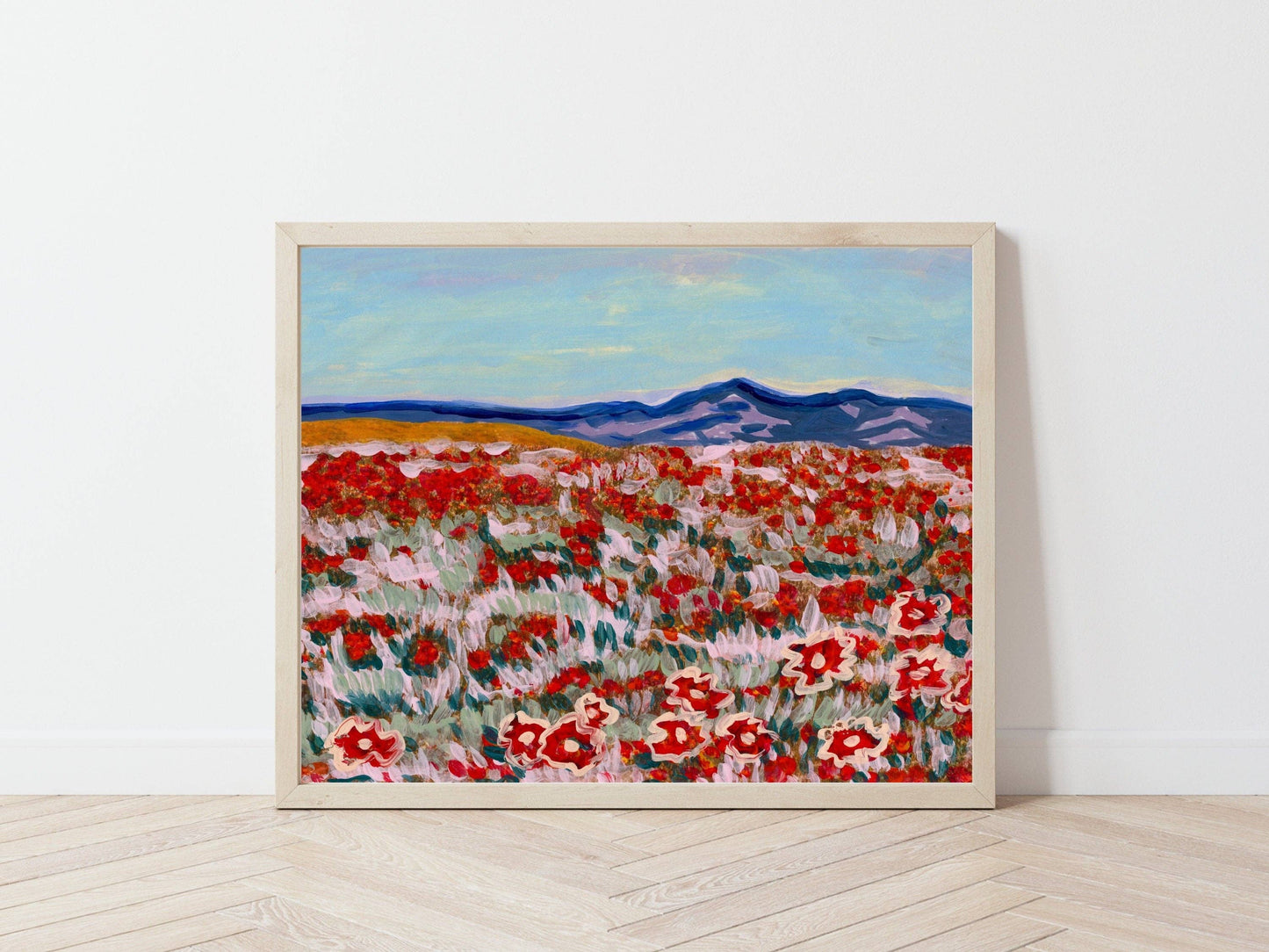 California Poppy Mountain Landscape Print