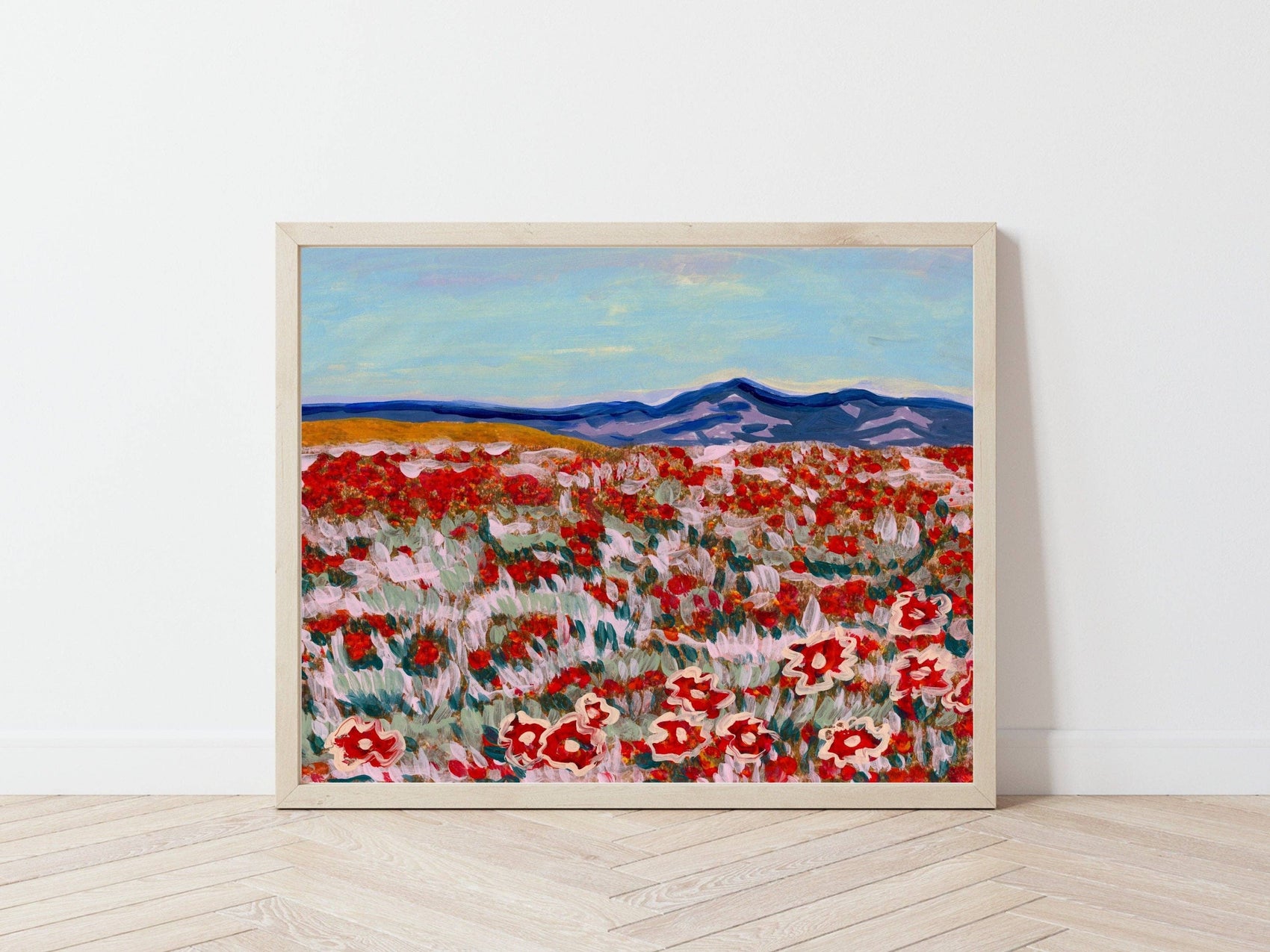 California Poppy Mountain Landscape Print