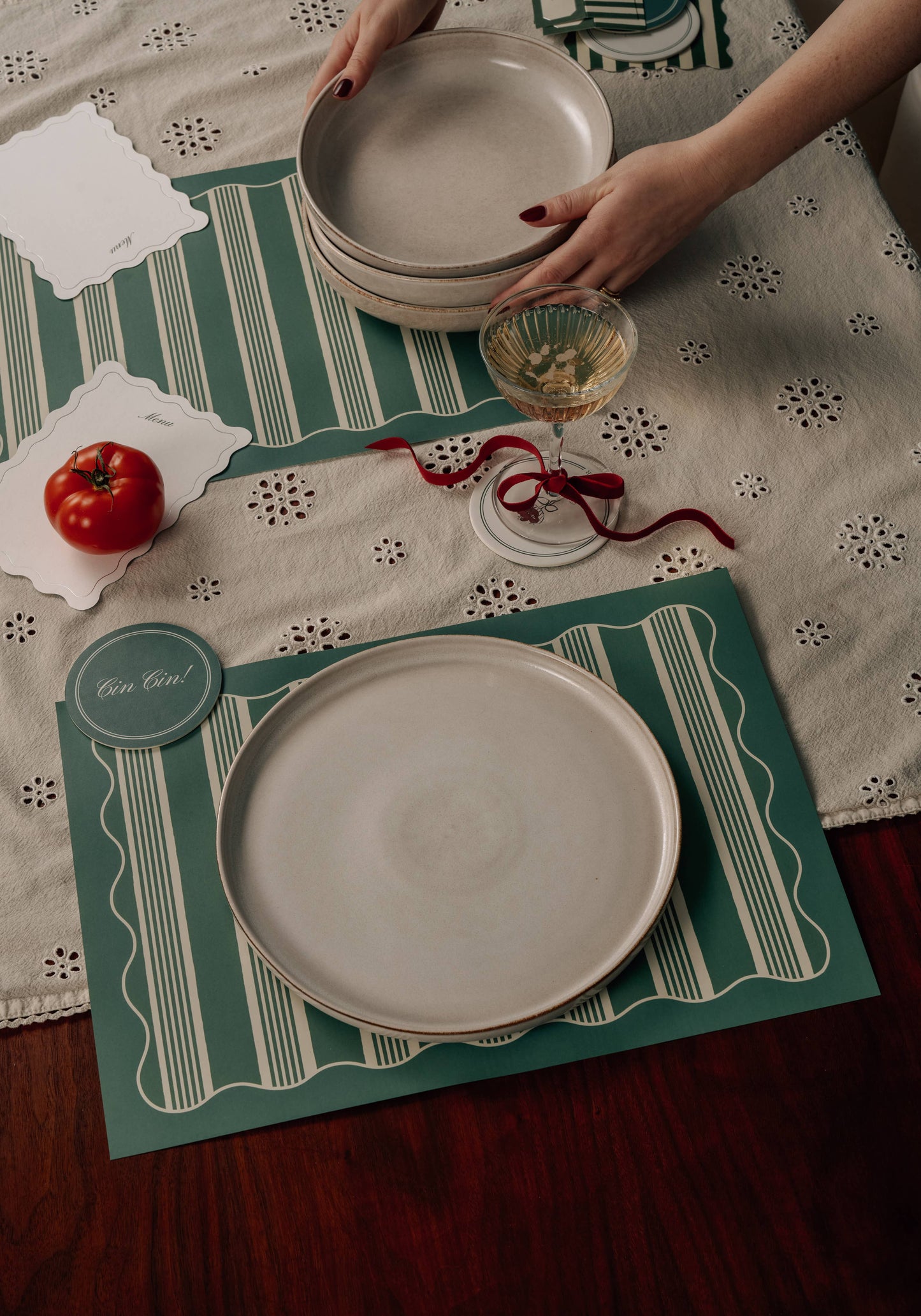 Placemat Pad Set of 40 - Stripes & Bites