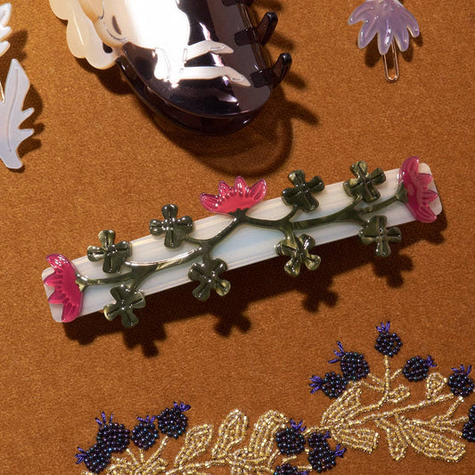 Red Clover Crimson Flowers Women's French Barrette Hair Clip